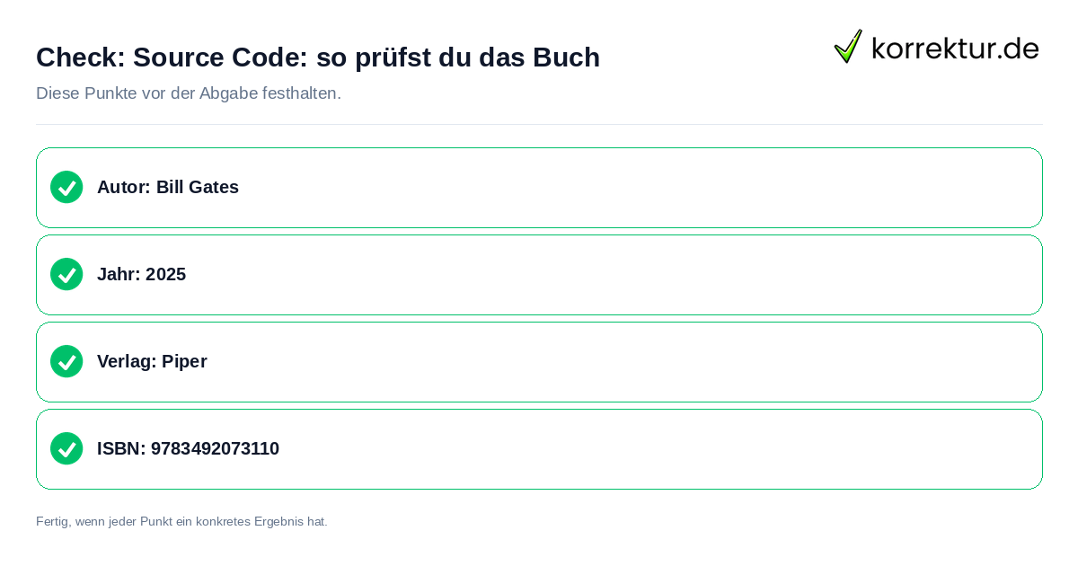 Check: Source Code: so prüfst du das Buch Source Code: so prüfst du das Buch: Prüfliste mit vier Punkten