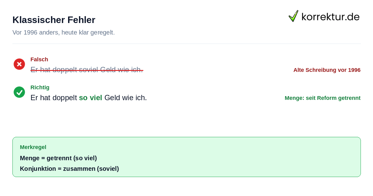 Soviel oder so viel: häufiger Fehler bei doppelt so viel