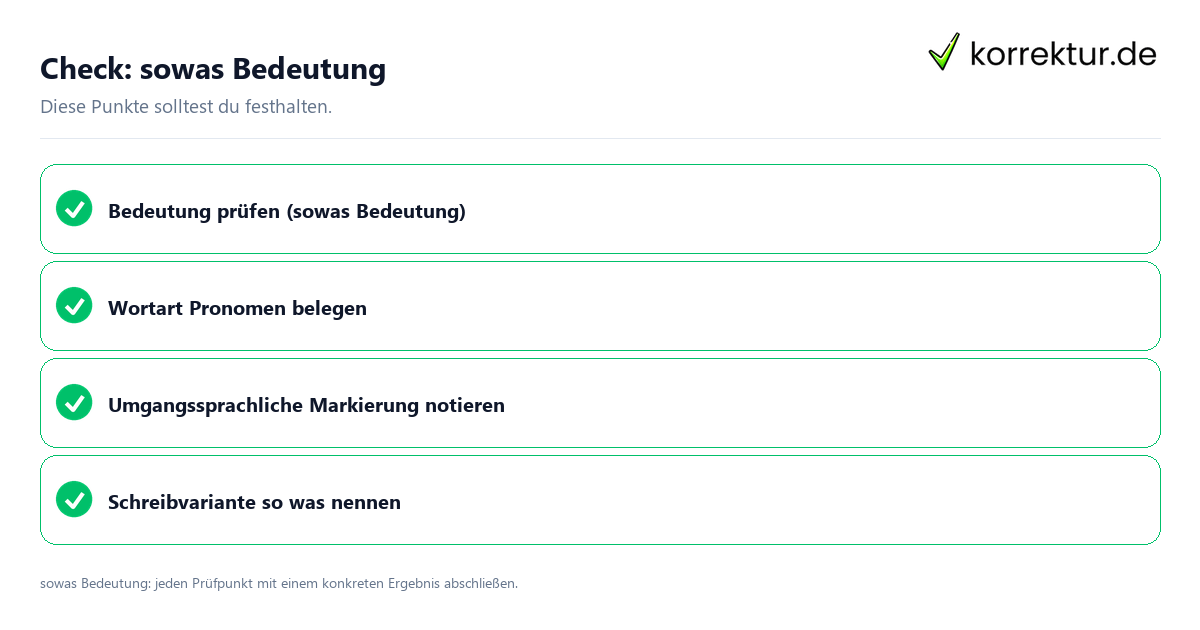 Check: sowas Bedeutung Sowas Bedeutung mit einer themenspezifischen Checkliste