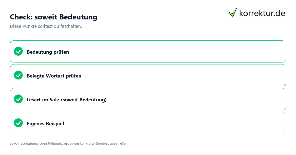 Check: soweit Bedeutung Soweit Bedeutung mit einer themenspezifischen Checkliste