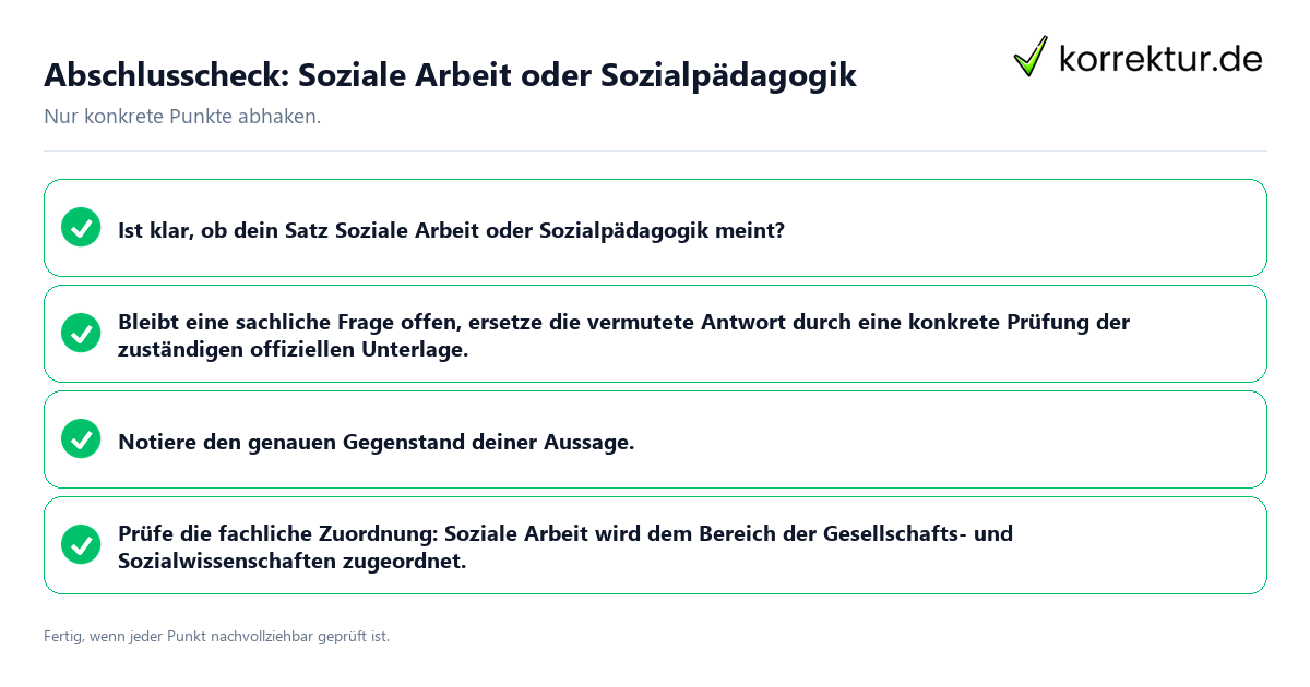 Abschlusscheck: Soziale Arbeit oder Sozialpädagogik Konkreter Abschlusscheck zu Soziale Arbeit oder Sozialpädagogik