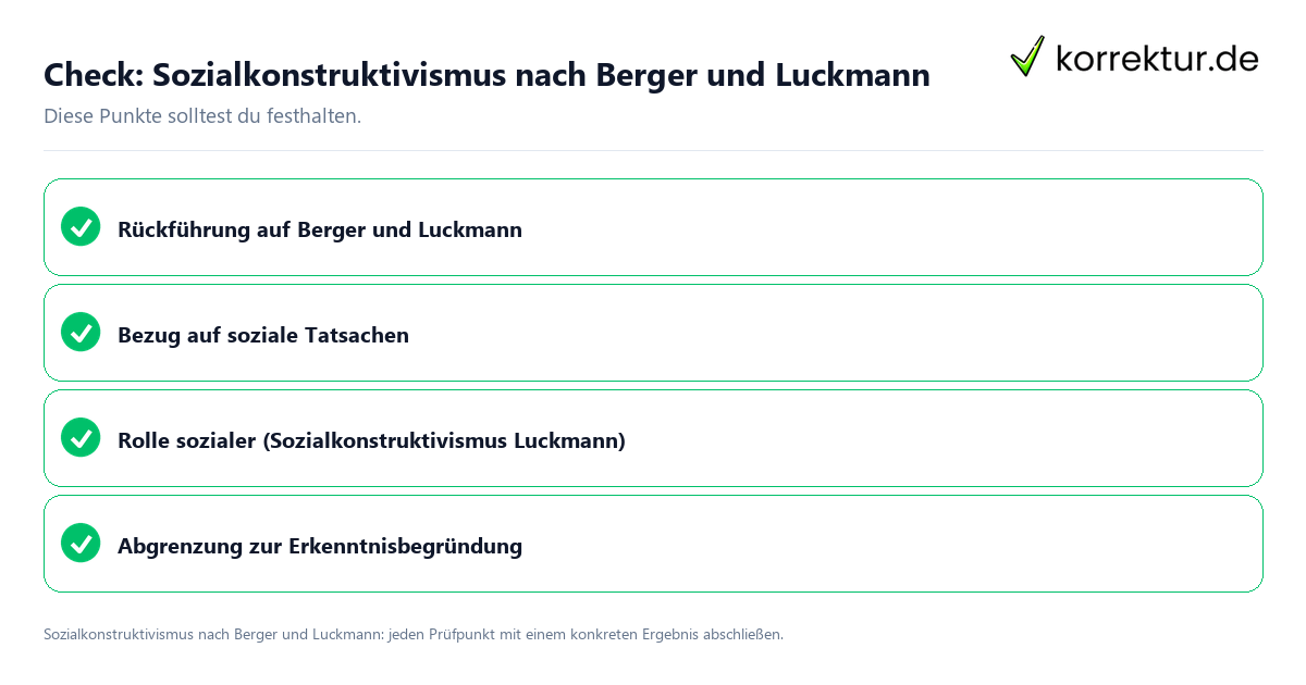 Check: Sozialkonstruktivismus nach Berger und Luckmann Sozialkonstruktivismus nach Berger und Luckmann mit einer themenspezifischen Checkliste