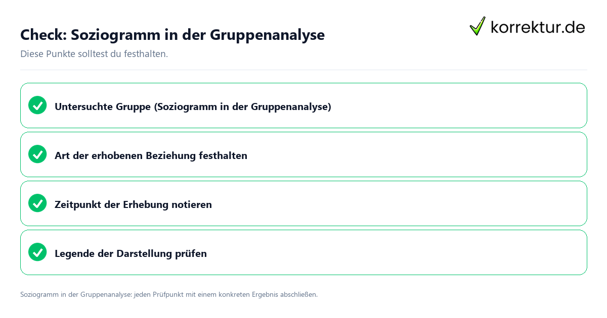 Soziogramm in der Gruppenanalyse mit einer themenspezifischen Checkliste
