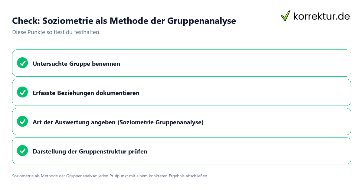 Check: Soziometrie als Methode der Gruppenanalyse Soziometrie als Methode der Gruppenanalyse mit einer themenspezifischen Checkliste