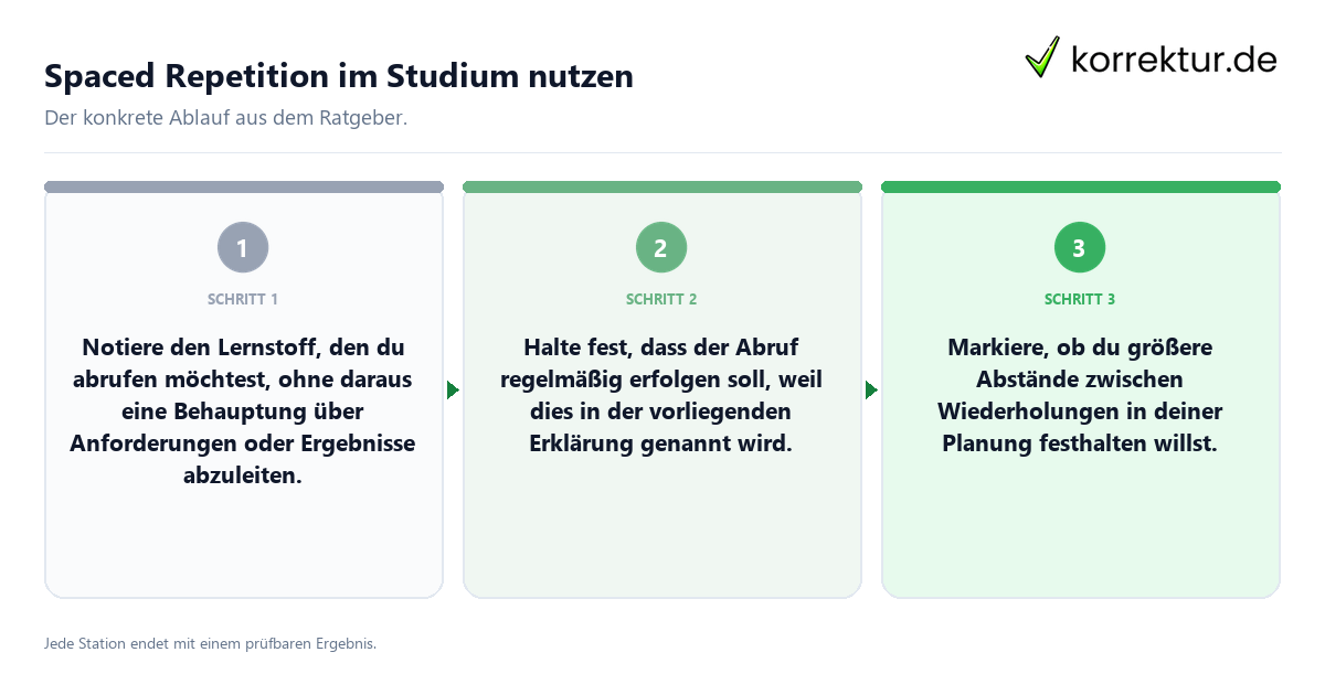 Konkrete Schritte zu Spaced Repetition im Studium nutzen