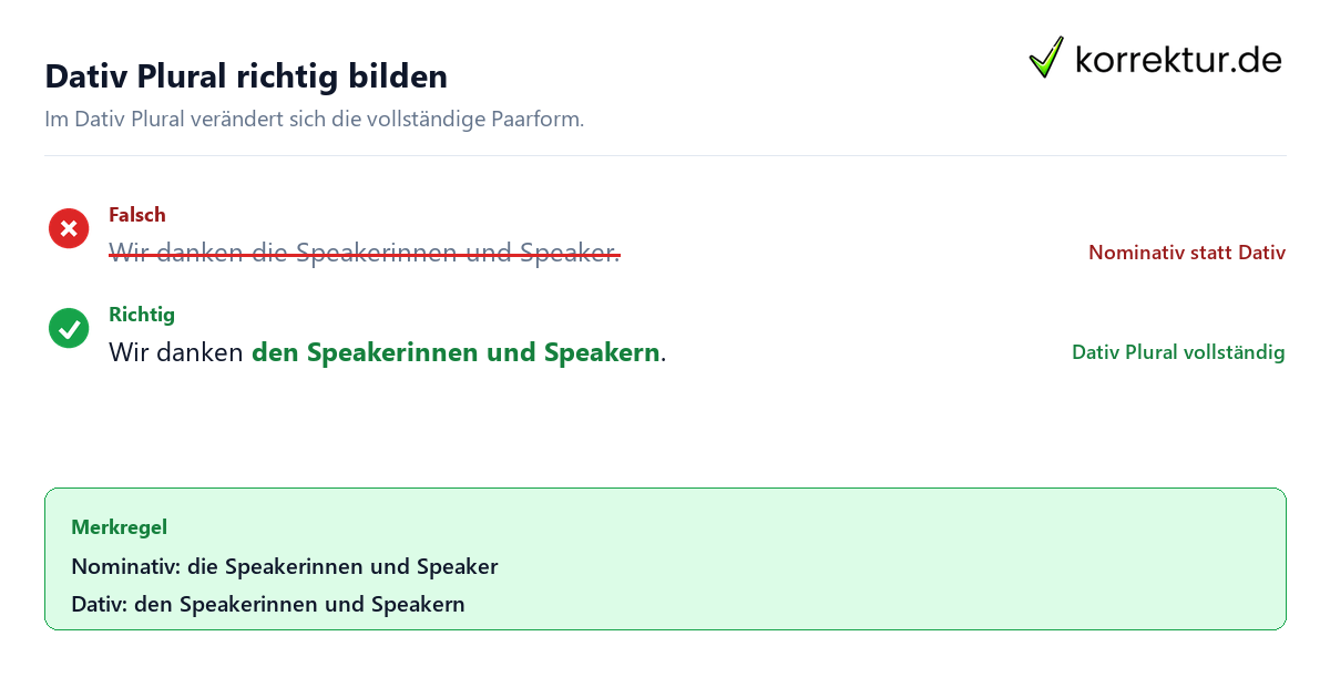Dativ Plural richtig bilden Speaker richtig gendern: Diese Formen gibt es, Dativ Plural korrekt bilden
