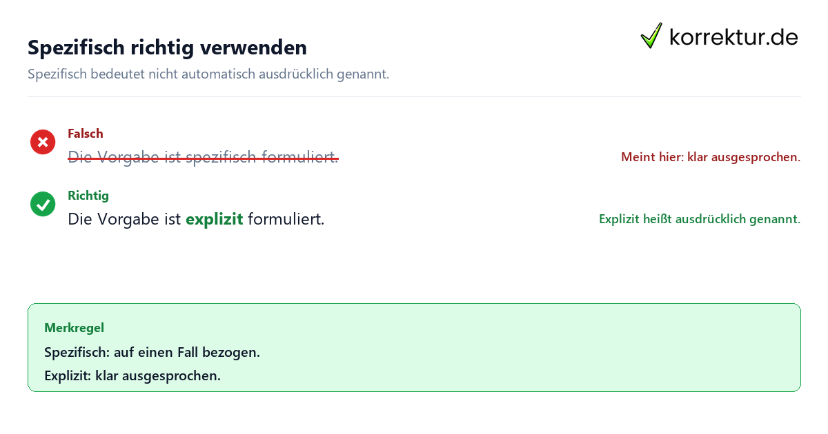 Spezifisch Bedeutung: spezifisch und explizit richtig verwenden