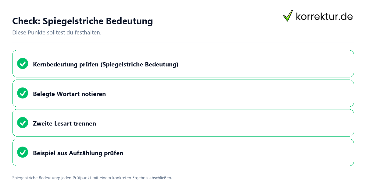 Spiegelstriche Bedeutung mit einer themenspezifischen Checkliste
