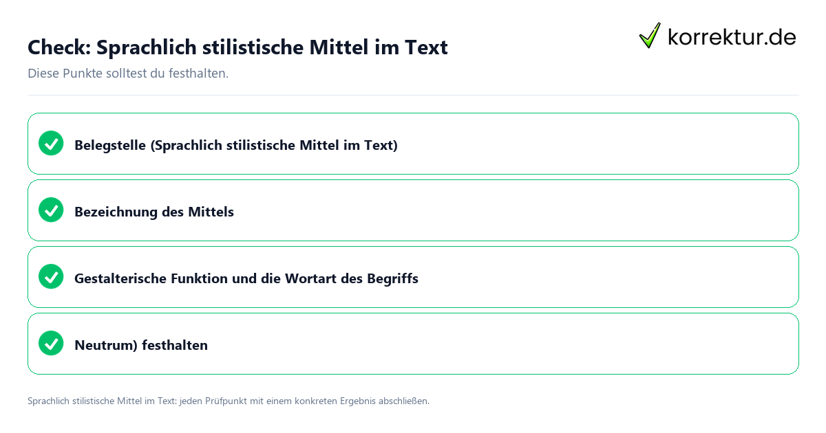Check: Sprachlich stilistische Mittel im Text Sprachlich stilistische Mittel im Text mit einer themenspezifischen Checkliste
