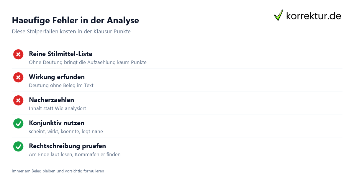 Haeufige Fehler in der Analyse Typische Fehler in der sprachlichen Analyse vermeiden