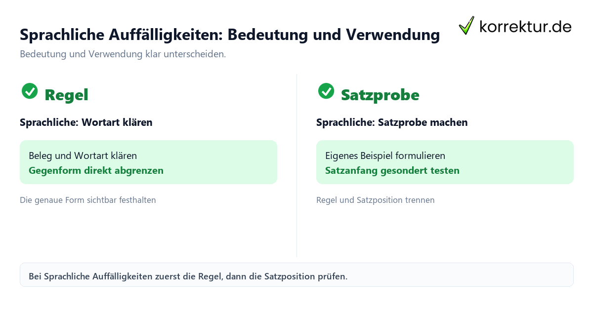 Sprachliche Auffälligkeiten: Bedeutung und Verwendung mit Bedeutung und passender Verwendung im Vergleich