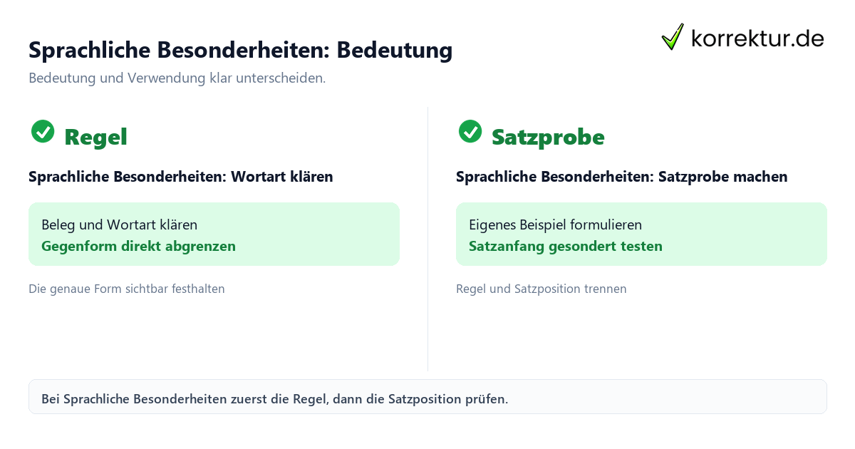 Sprachliche Besonderheiten: Bedeutung und Verwendung mit Bedeutung und passender Verwendung im Vergleich