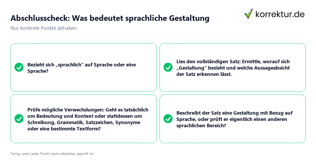 Konkreter Abschlusscheck zu Was bedeutet sprachliche Gestaltung