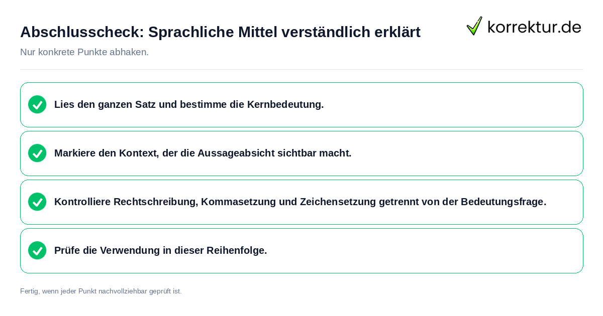 Abschlusscheck: Sprachliche Mittel verständlich erklärt Konkreter Abschlusscheck zu Sprachliche Mittel verständlich erklärt