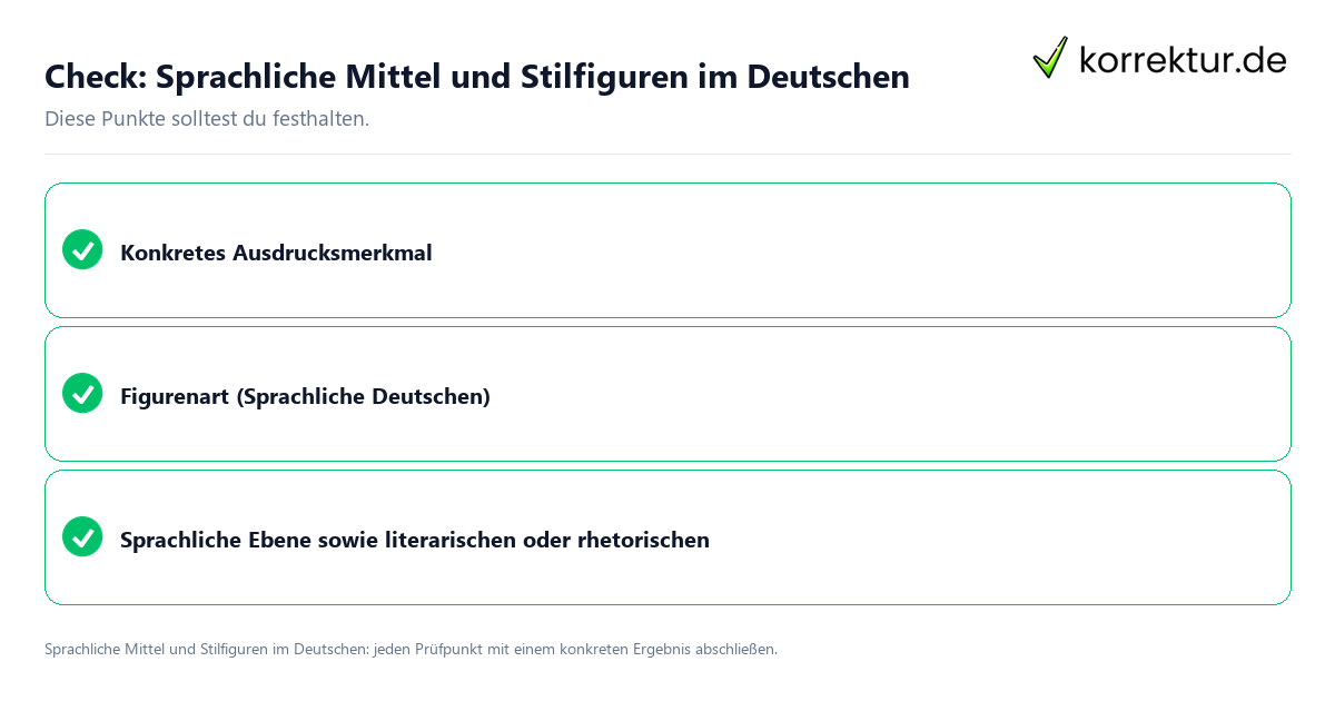 Sprachliche Mittel und Stilfiguren im Deutschen mit einer themenspezifischen Checkliste
