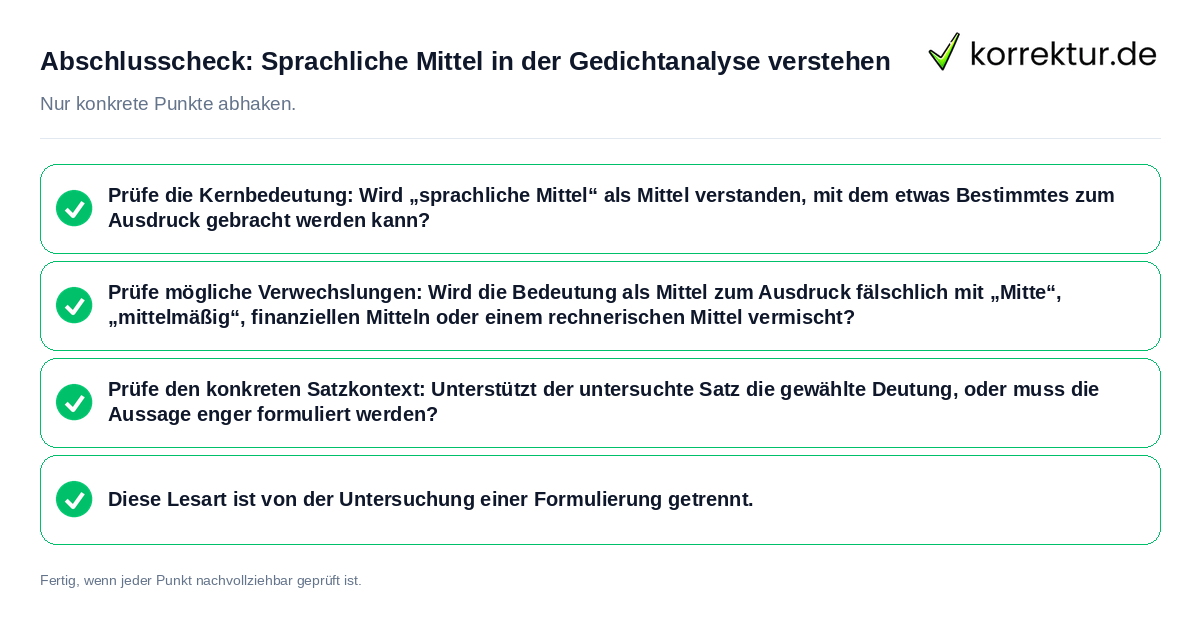 Abschlusscheck: Sprachliche Mittel in der Gedichtanalyse verstehen Konkreter Abschlusscheck zu Sprachliche Mittel in der Gedichtanalyse verstehen