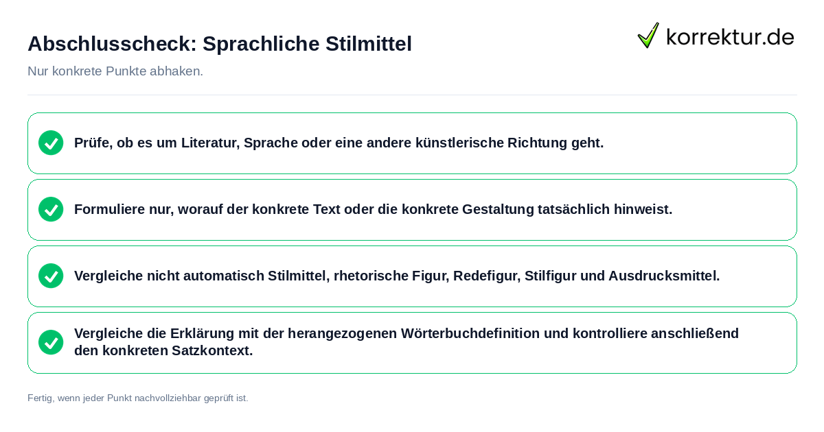 Abschlusscheck: Sprachliche Stilmittel Konkreter Abschlusscheck zu Sprachliche Stilmittel