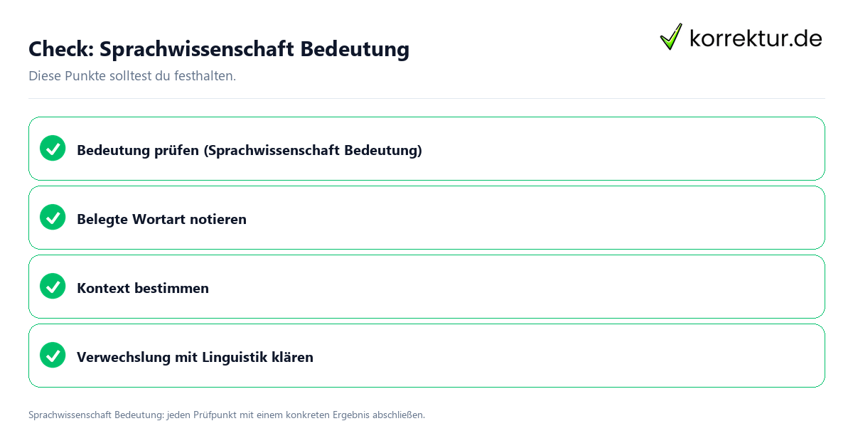 Sprachwissenschaft Bedeutung mit einer themenspezifischen Checkliste
