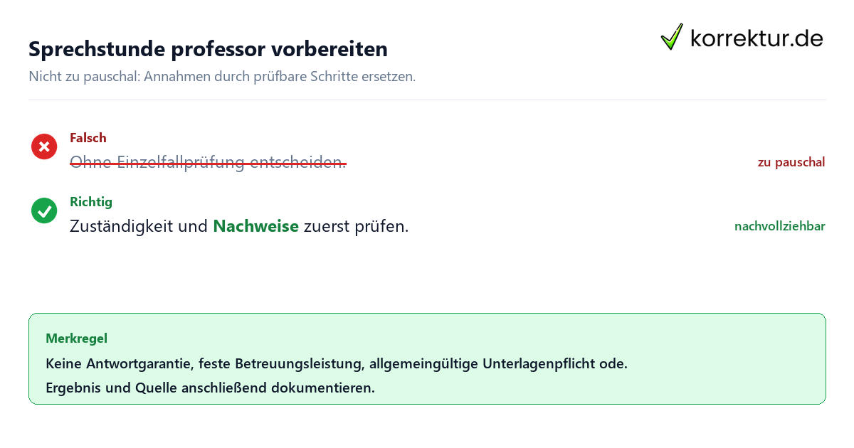 Ungeeignete und belastbare Vorgehensweise bei Sprechstunde professor vorbereiten