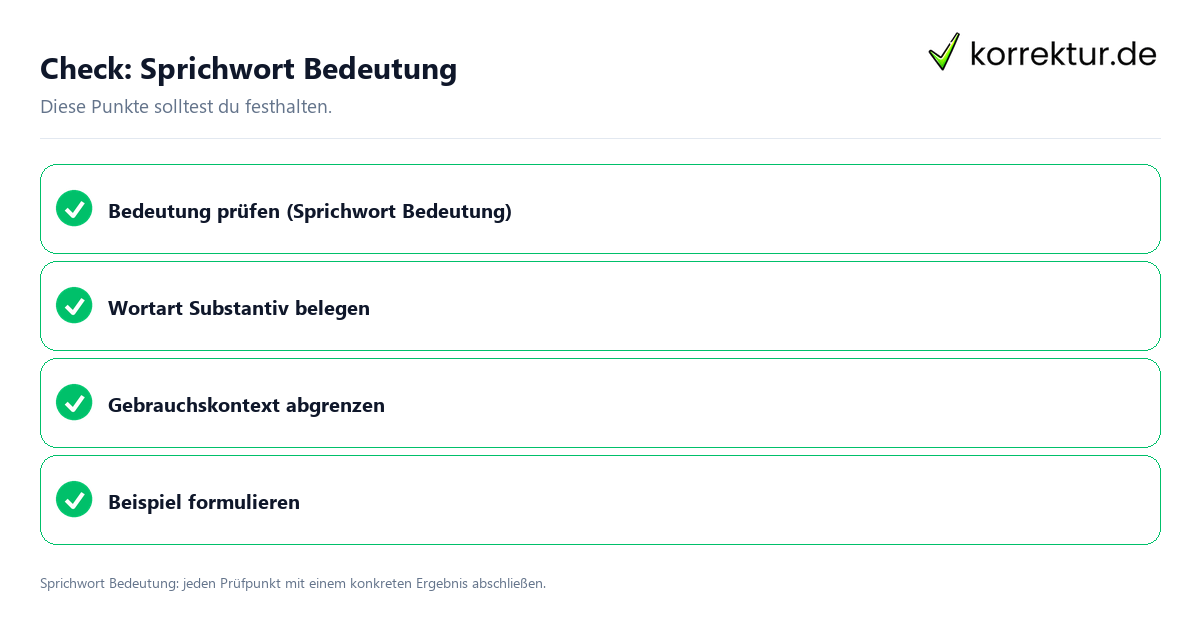 Check: Sprichwort Bedeutung Sprichwort Bedeutung mit einer themenspezifischen Checkliste