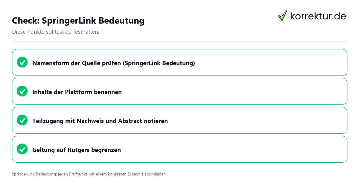 Check: SpringerLink Bedeutung SpringerLink Bedeutung mit einer themenspezifischen Checkliste