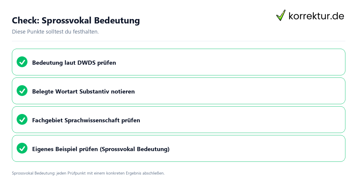 Sprossvokal Bedeutung mit einer themenspezifischen Checkliste