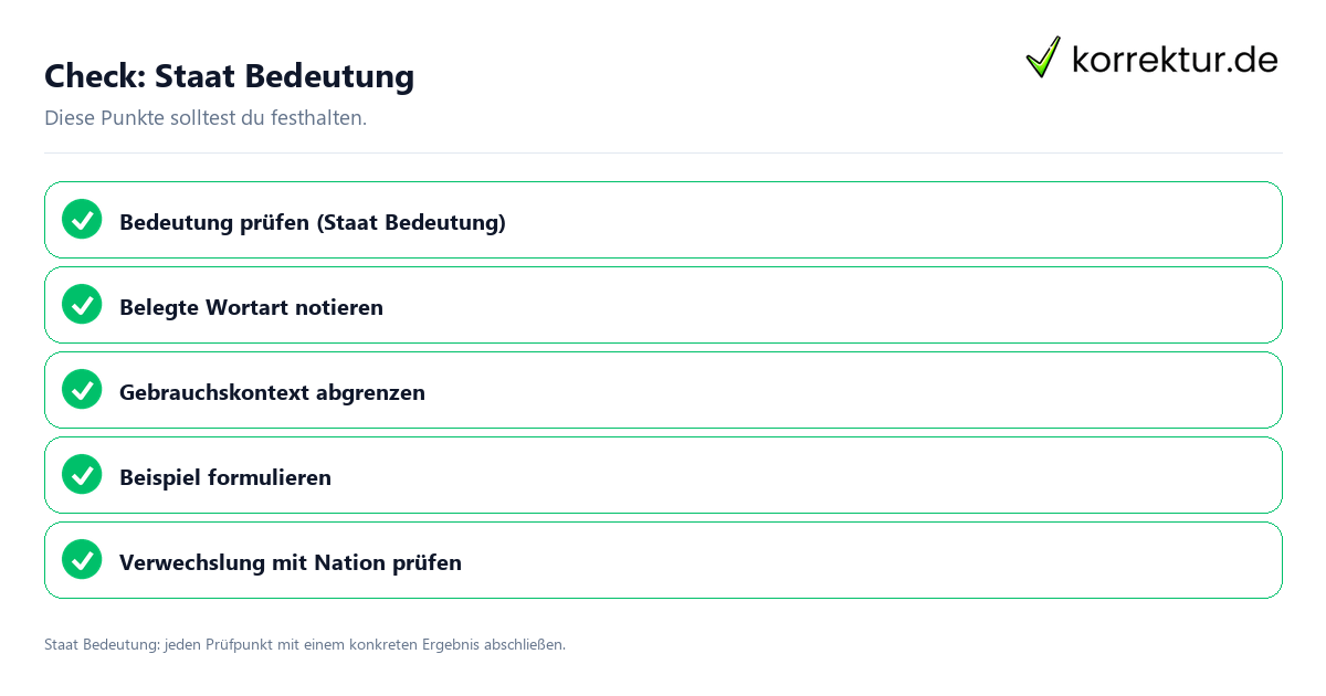 Check: Staat Bedeutung Staat Bedeutung mit einer themenspezifischen Checkliste