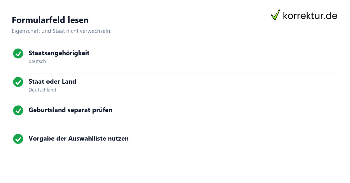Staatsangehörigkeit deutsch oder Deutschland