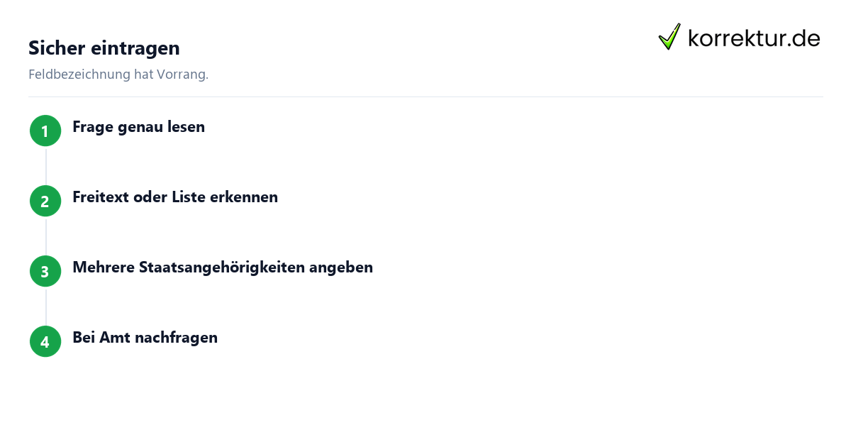 Staatsangehörigkeit Formular