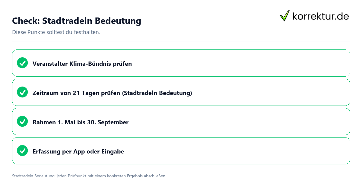 Check: Stadtradeln Bedeutung Stadtradeln Bedeutung mit einer themenspezifischen Checkliste