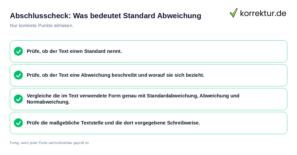 Abschlusscheck: Was bedeutet Standard Abweichung Konkreter Abschlusscheck zu Was bedeutet Standard Abweichung