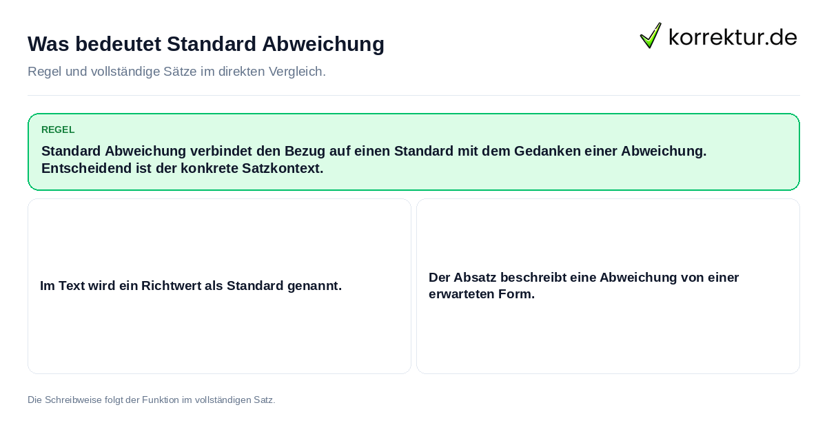 Was bedeutet Standard Abweichung Konkrete Regel und vollständige Beispielsätze zu Was bedeutet Standard Abweichung
