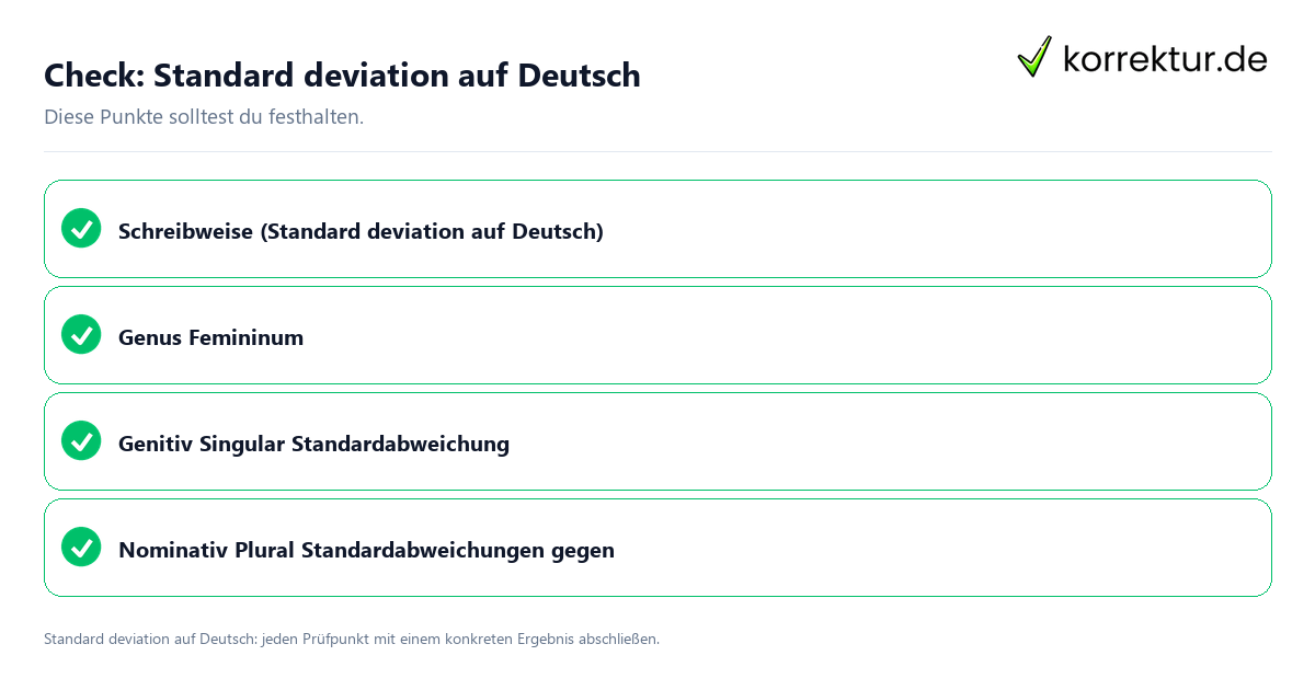 Check: Standard deviation auf Deutsch Standard deviation auf Deutsch mit einer themenspezifischen Checkliste