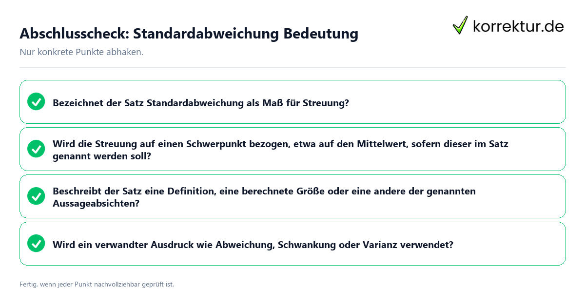 Konkreter Abschlusscheck zu Standardabweichung Bedeutung