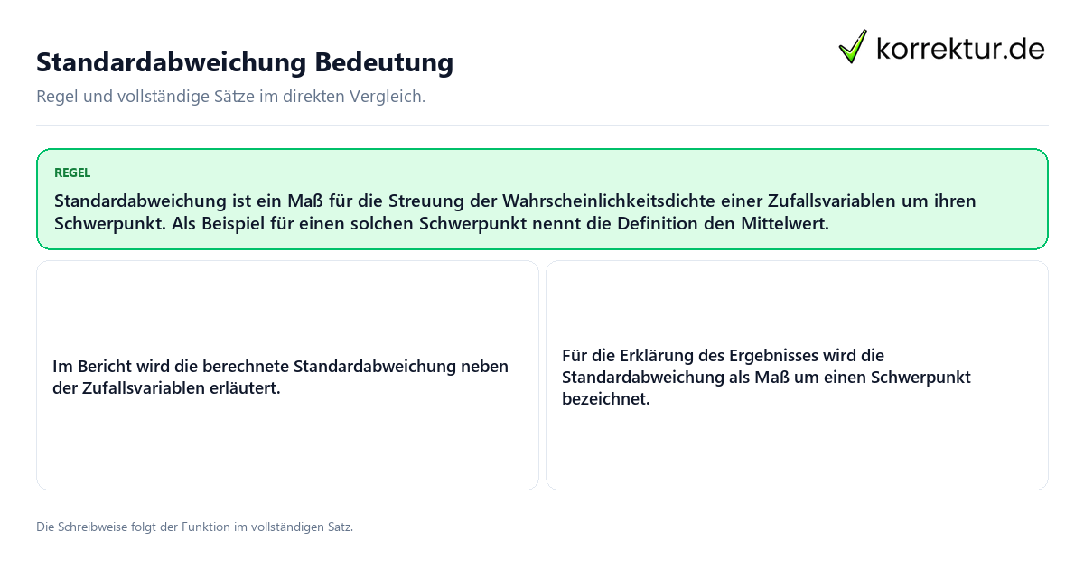 Konkrete Regel und vollständige Beispielsätze zu Standardabweichung Bedeutung