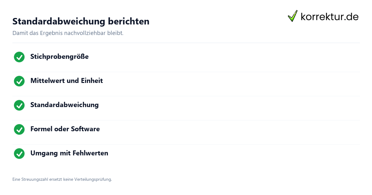Standardabweichung berichten Standardabweichung interpretieren
