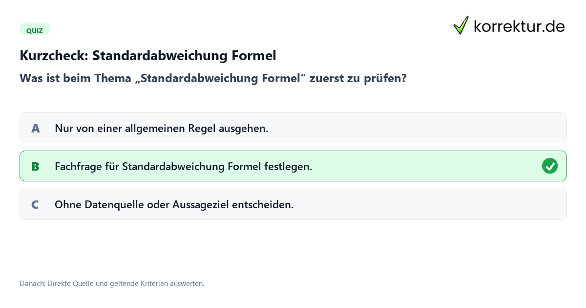 Standardabweichung Formel mit einem Kurzquiz zum sinnvollen nächsten Schritt