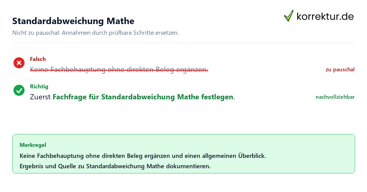 Standardabweichung Mathe Ungeeignete und belastbare Vorgehensweise bei Standardabweichung Mathe
