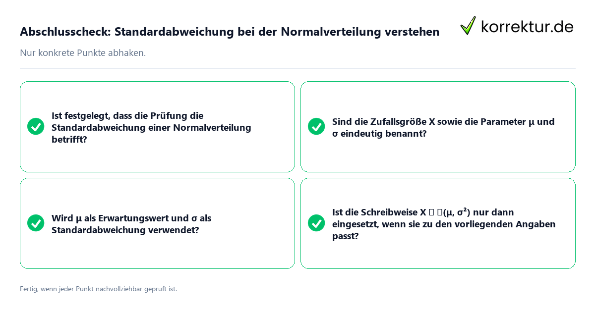 Abschlusscheck: Standardabweichung bei der Normalverteilung verstehen Konkreter Abschlusscheck zu Standardabweichung bei der Normalverteilung verstehen