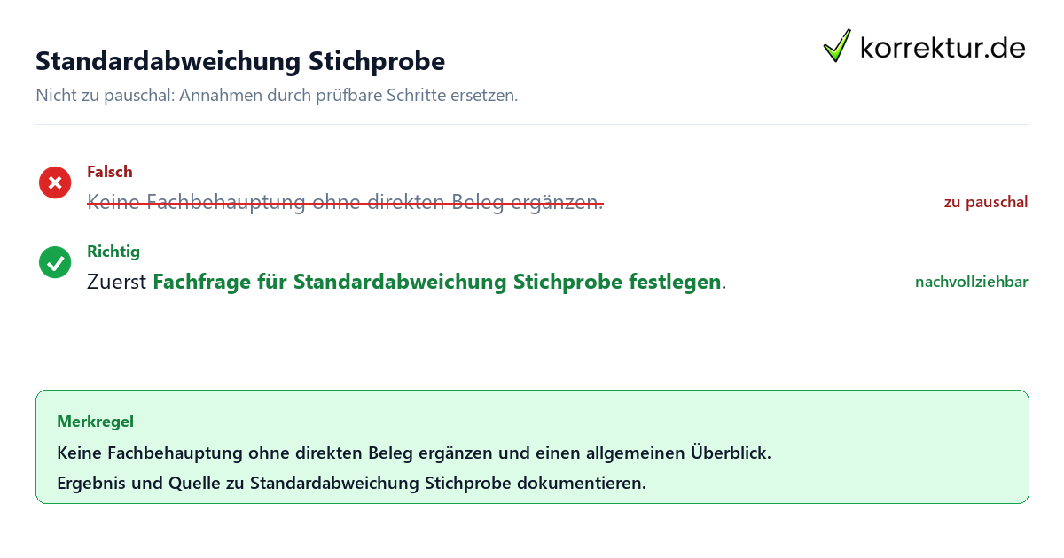 Ungeeignete und belastbare Vorgehensweise bei Standardabweichung Stichprobe