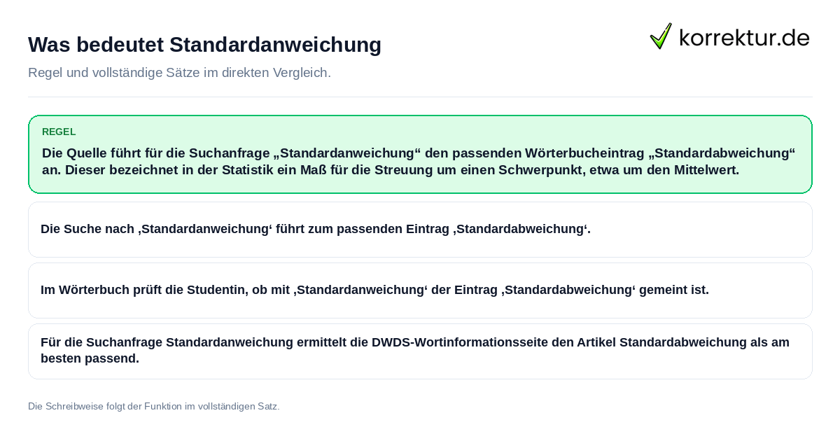 Was bedeutet Standardanweichung Konkrete Regel und vollständige Beispielsätze zu Was bedeutet Standardanweichung
