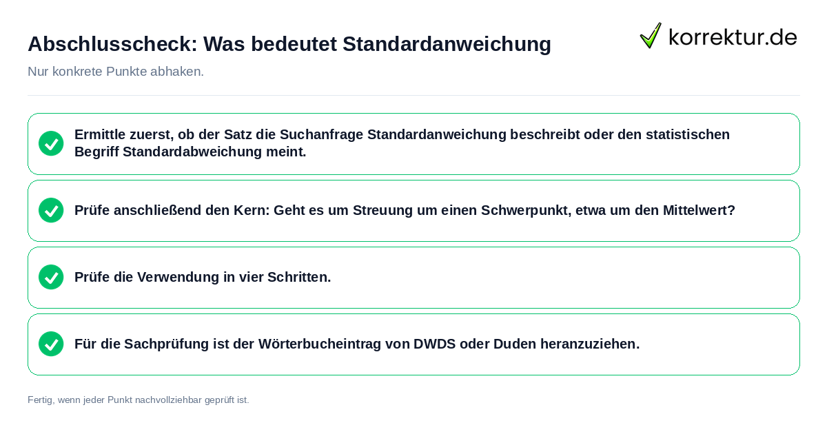 Abschlusscheck: Was bedeutet Standardanweichung Konkreter Abschlusscheck zu Was bedeutet Standardanweichung