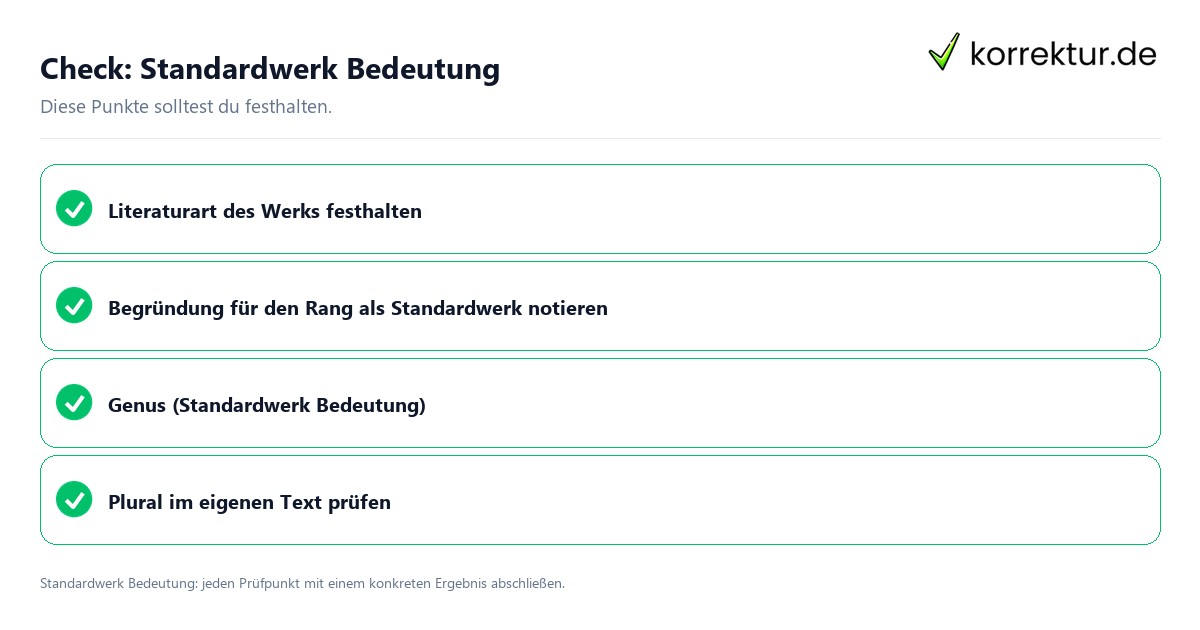 Standardwerk Bedeutung mit einer themenspezifischen Checkliste