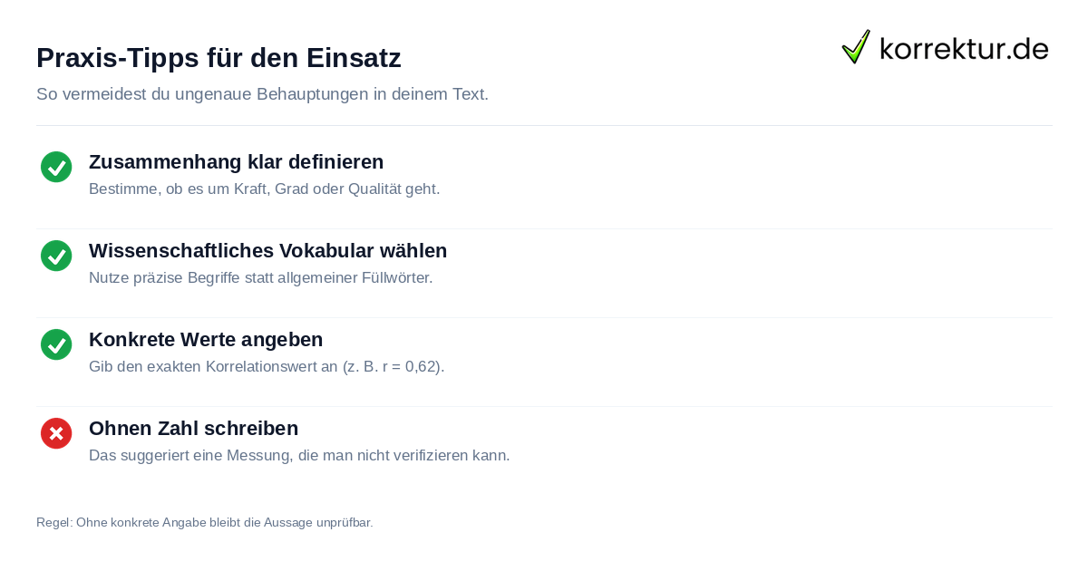 Praxis-Tipps für den Einsatz Checkliste für korrekten Sprachgebrauch bei starren Zusammenhängen
