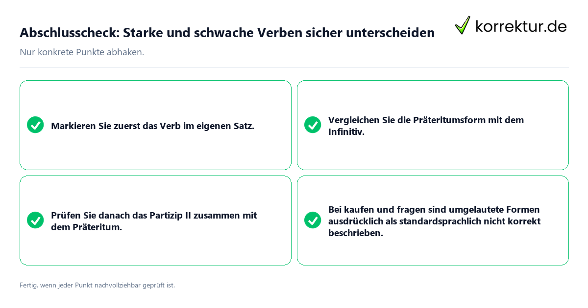 Konkreter Abschlusscheck zu Starke und schwache Verben sicher unterscheiden