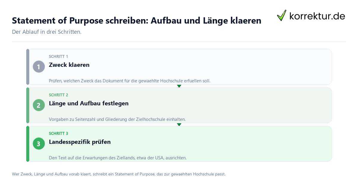 Statement of Purpose schreiben: Aufbau und Länge klären: der Ablauf in drei Schritten