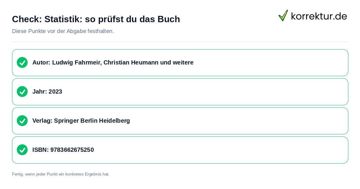 Check: Statistik: so prüfst du das Buch Statistik: so prüfst du das Buch: Prüfliste mit vier Punkten