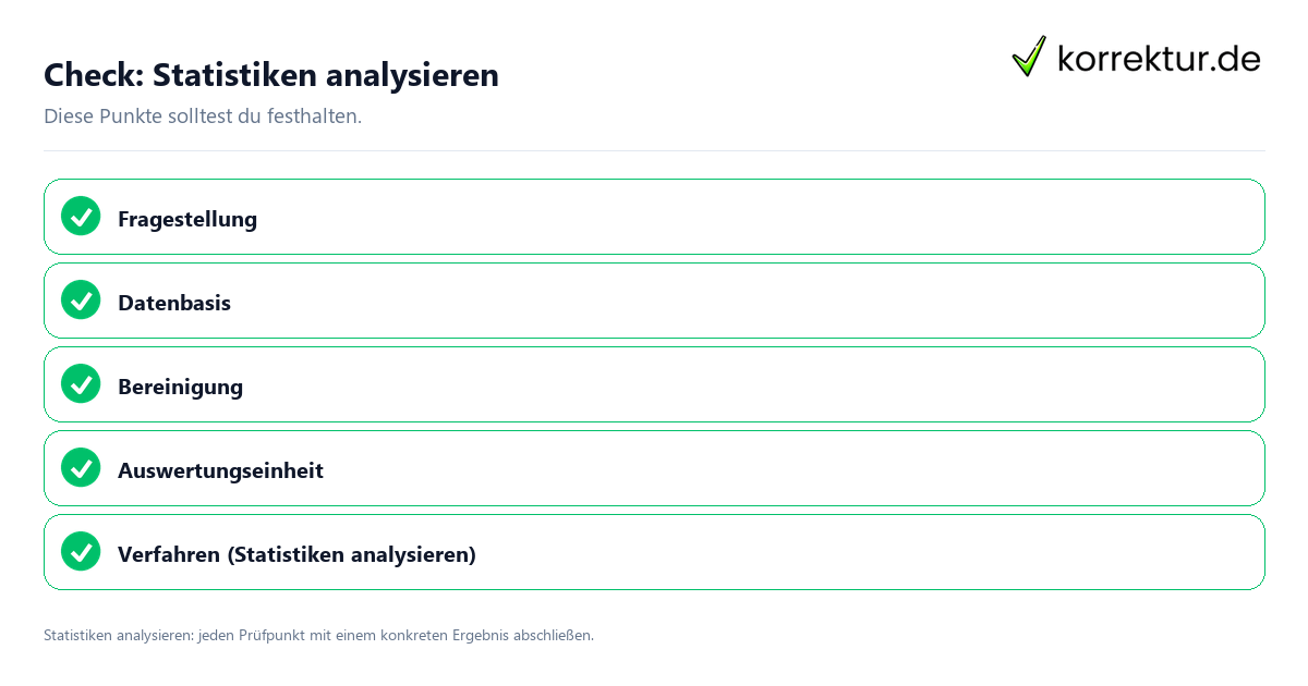 Statistiken analysieren mit einer themenspezifischen Checkliste