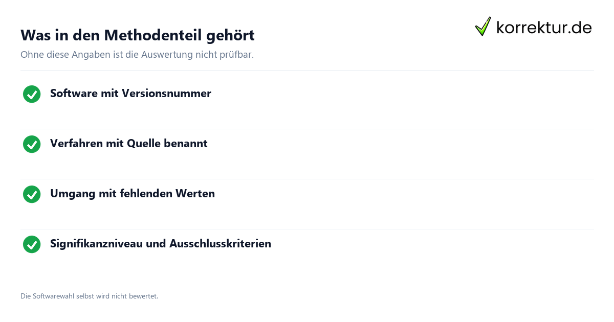 Statistiksoftware: Pflichtangaben im Methodenteil