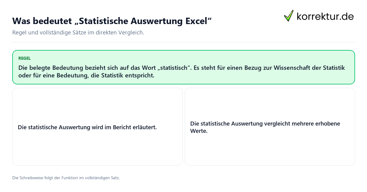 Konkrete Regel und vollständige Beispielsätze zu Was bedeutet „Statistische Auswertung Excel“